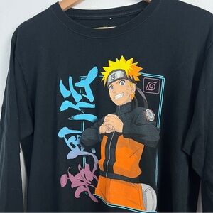 Vintage Y2K Naruto Graphic Black Long Sleeve Tee - Youth